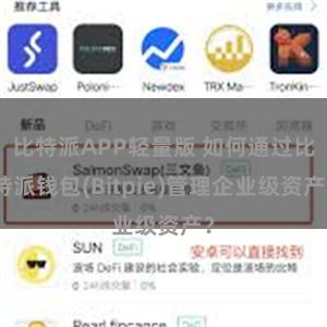 比特派APP轻量版 如何通过比特派钱包(Bitpie)管理企业级资产？